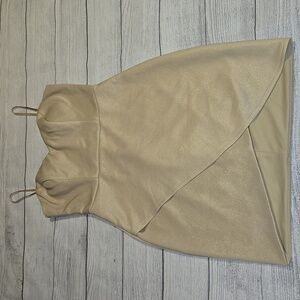 City Studio Bodycon Wrap Skirt Mini Dress Gold Shimmer Size 7 NWOT